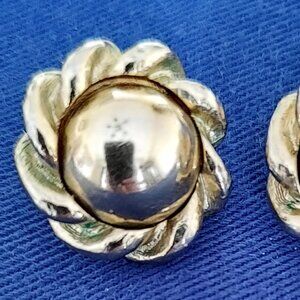 Faux Gold Button with Rope Design Earrings